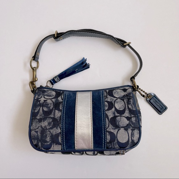 Coach Handbags - NWOT Coach distressed denim silver logo purse